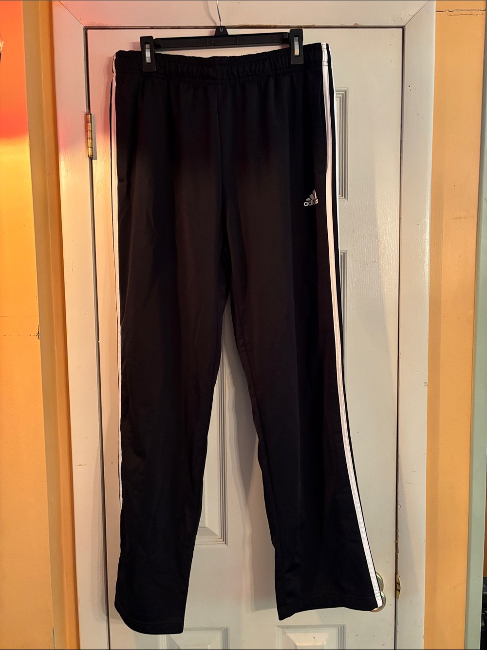 adidas Black Jogger Pants with White Side Stripes
